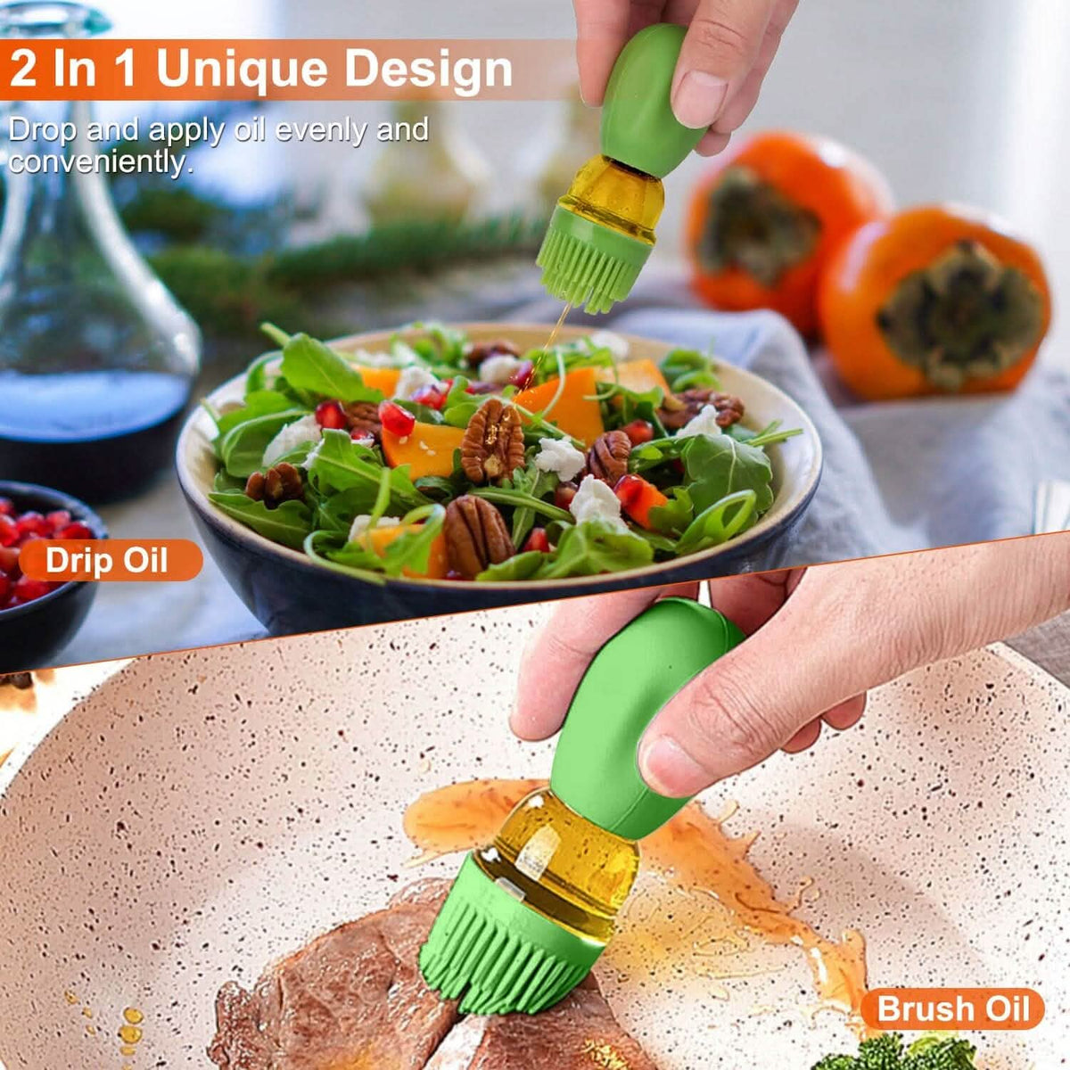 2-in-1 Glass Olive Oil Dispenser with Silicone Dropper - A-1 Thread Vault