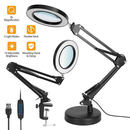 2-in-1 LED Magnifier Desk Lamp with 8x Magnifying Glass - A-1 Thread Vault