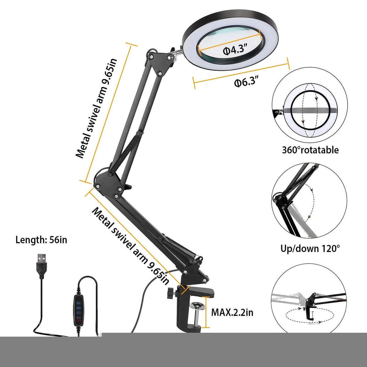 2-in-1 LED Magnifier Desk Lamp with 8x Magnifying Glass - A-1 Thread Vault