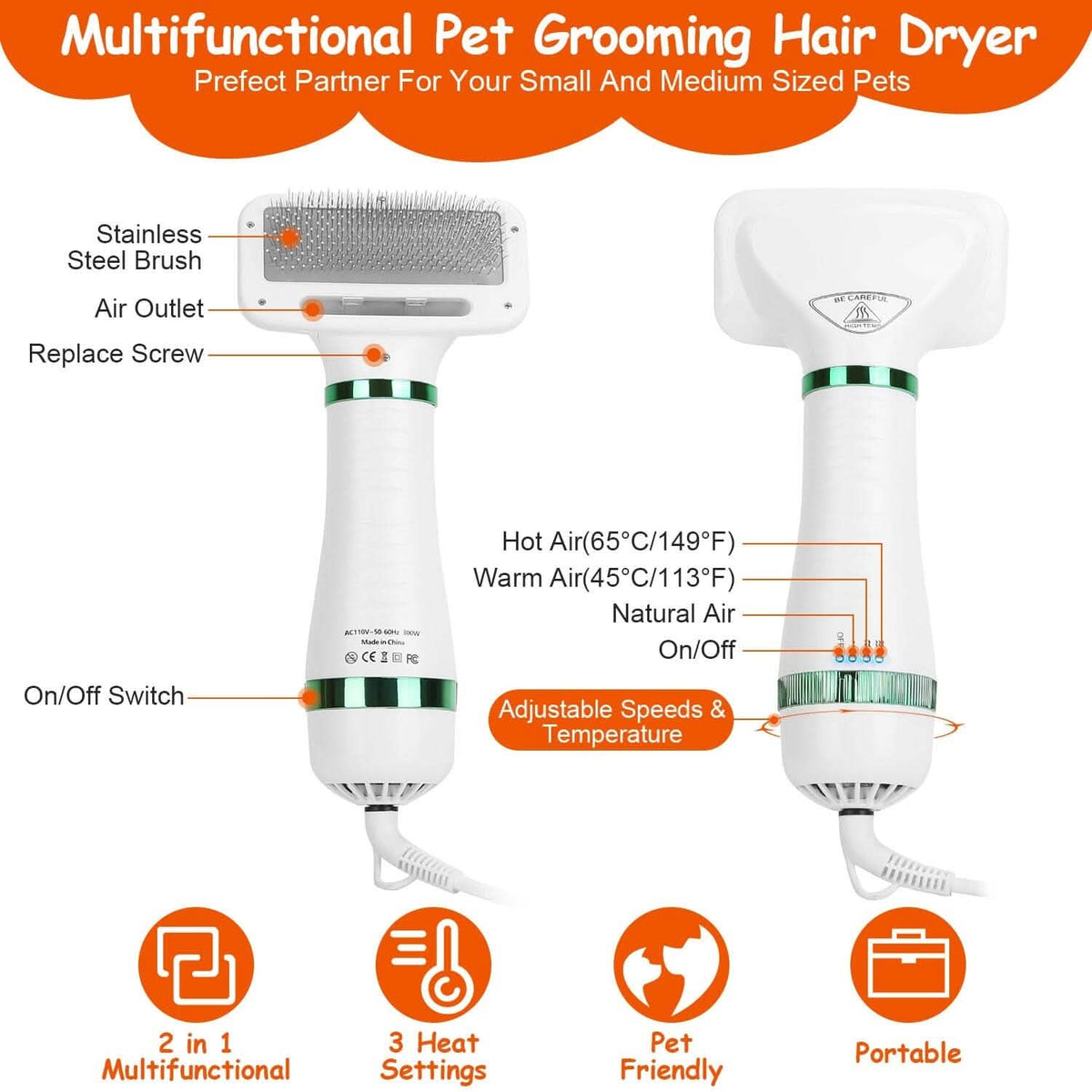 2-in-1 Multifunctional Pet Grooming Hair Dryer - A-1 Thread Vault