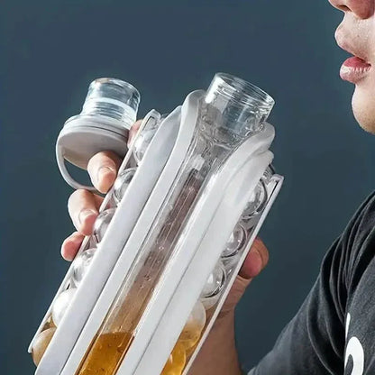 2-in-1 Portable Ice Ball Maker Kettle With 17 Grids Flat Body Lid Cooling Ice Pop/Cube Molds - A-1 Thread Vault