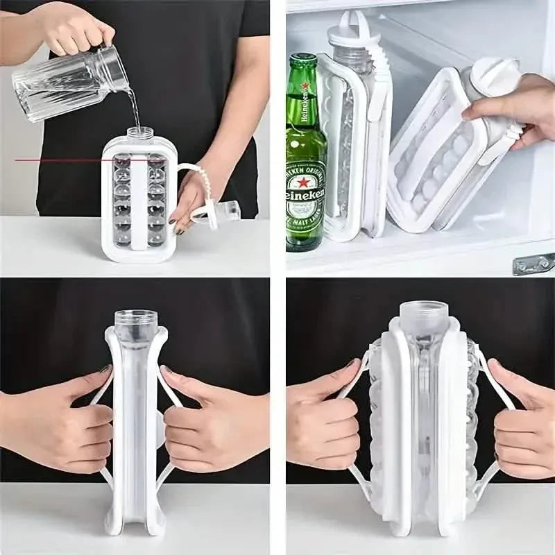 2-in-1 Portable Ice Ball Maker Kettle With 17 Grids Flat Body Lid Cooling Ice Pop/Cube Molds - A-1 Thread Vault