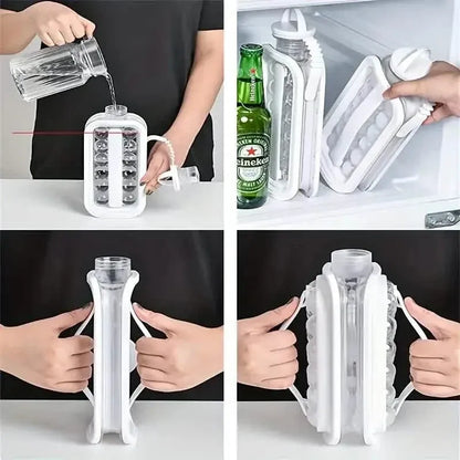 2-in-1 Portable Ice Ball Maker Kettle With 17 Grids Flat Body Lid Cooling Ice Pop/Cube Molds - A-1 Thread Vault