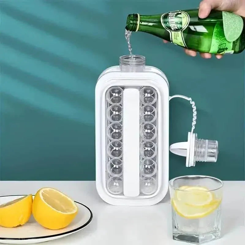 2-in-1 Portable Ice Ball Maker Kettle With 17 Grids Flat Body Lid Cooling Ice Pop/Cube Molds - A-1 Thread Vault