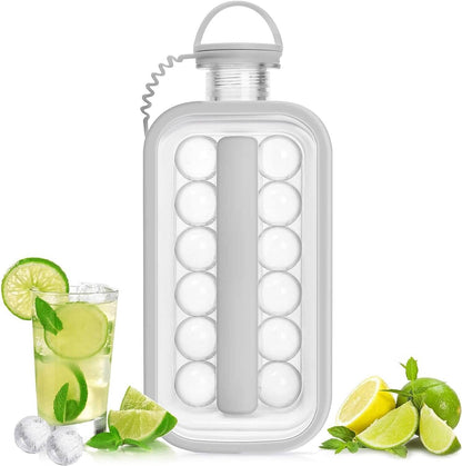 2-in-1 Portable Ice Ball Maker Kettle With 17 Grids Flat Body Lid Cooling Ice Pop/Cube Molds - A-1 Thread Vault
