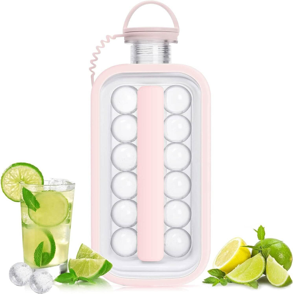 2-in-1 Portable Ice Ball Maker Kettle With 17 Grids Flat Body Lid Cooling Ice Pop/Cube Molds - A-1 Thread Vault