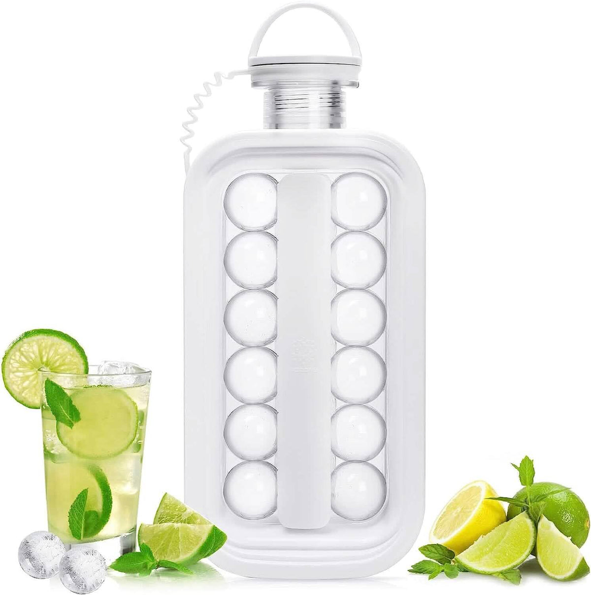 2-in-1 Portable Ice Ball Maker Kettle With 17 Grids Flat Body Lid Cooling Ice Pop/Cube Molds - A-1 Thread Vault