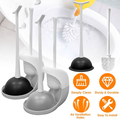 2-in-1 Toilet Plunger and Brush Combo Set with Ventilated Holder - A-1 Thread Vault