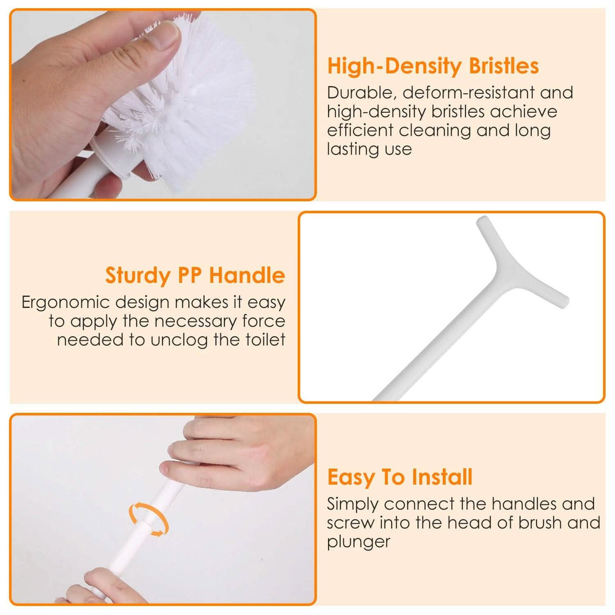 2-in-1 Toilet Plunger and Brush Combo Set with Ventilated Holder - A-1 Thread Vault