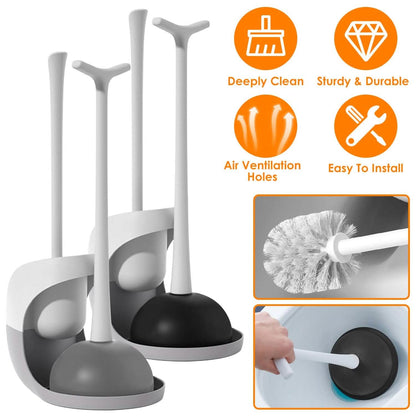 2-in-1 Toilet Plunger and Brush Combo Set with Ventilated Holder - A-1 Thread Vault