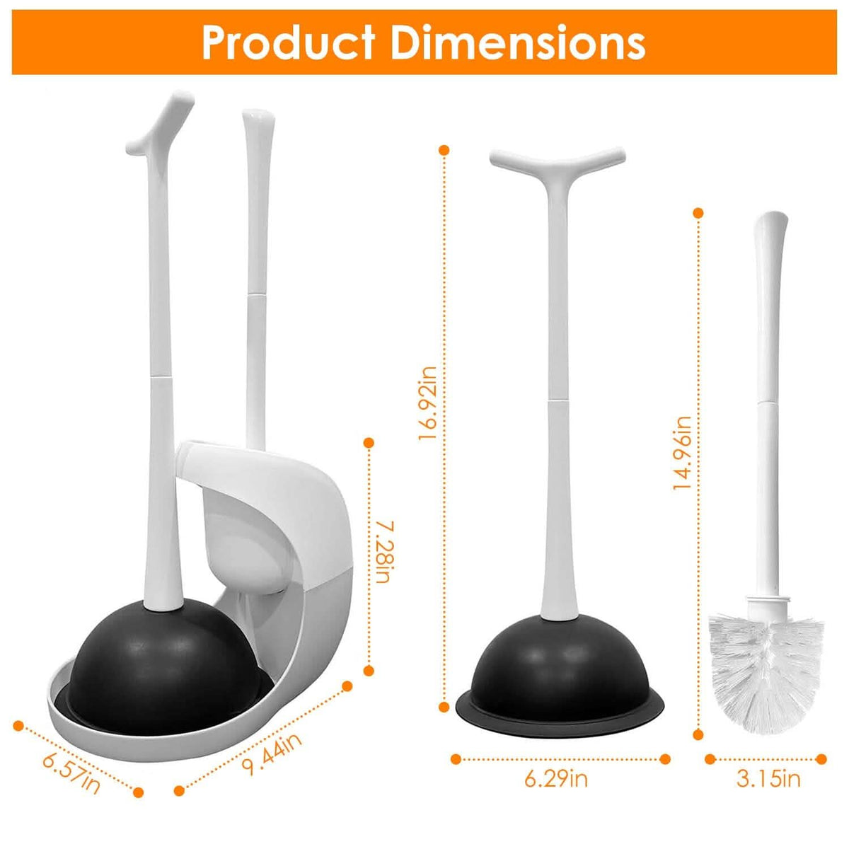 2-in-1 Toilet Plunger and Brush Combo Set with Ventilated Holder - A-1 Thread Vault