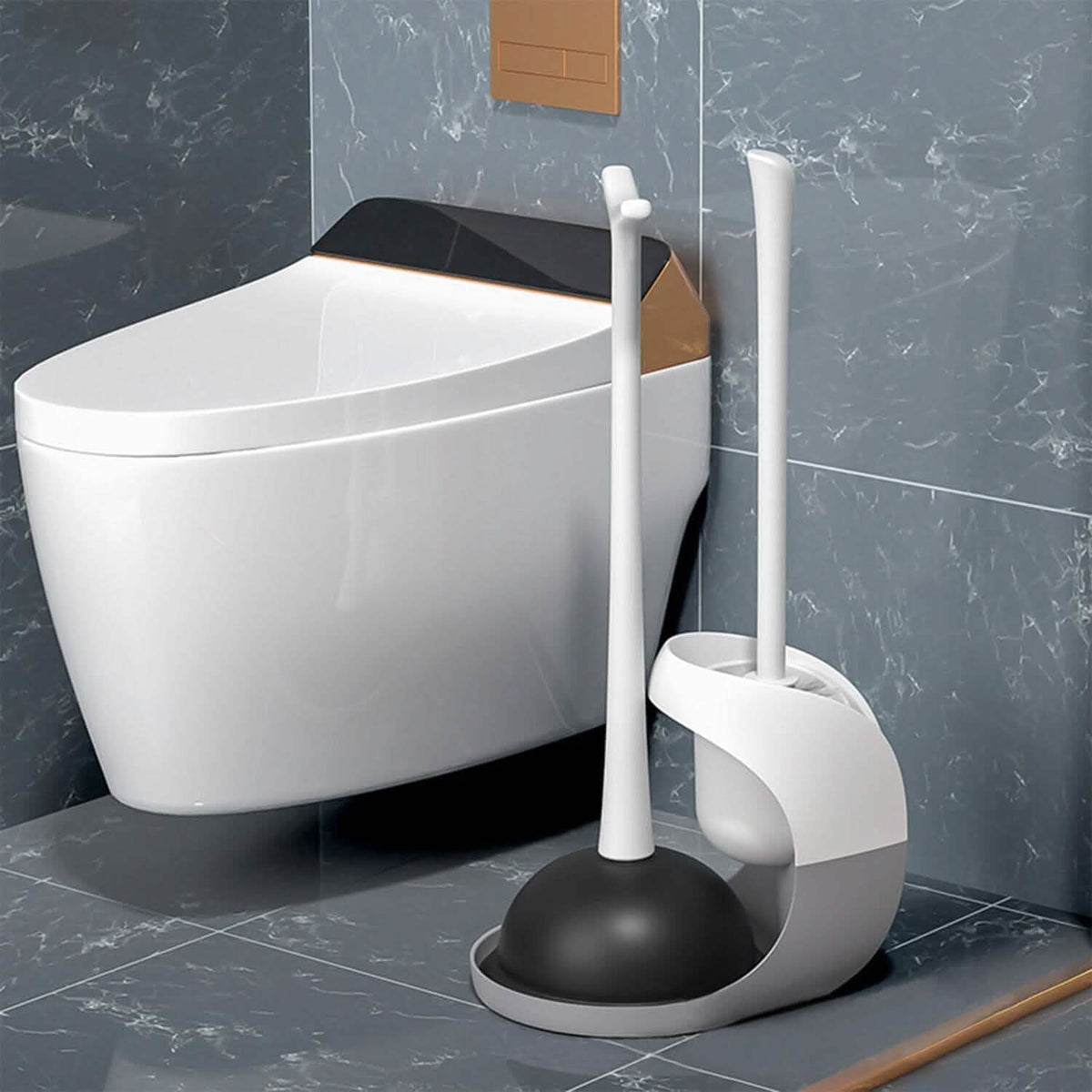 2-in-1 Toilet Plunger and Brush Combo Set with Ventilated Holder - A-1 Thread Vault