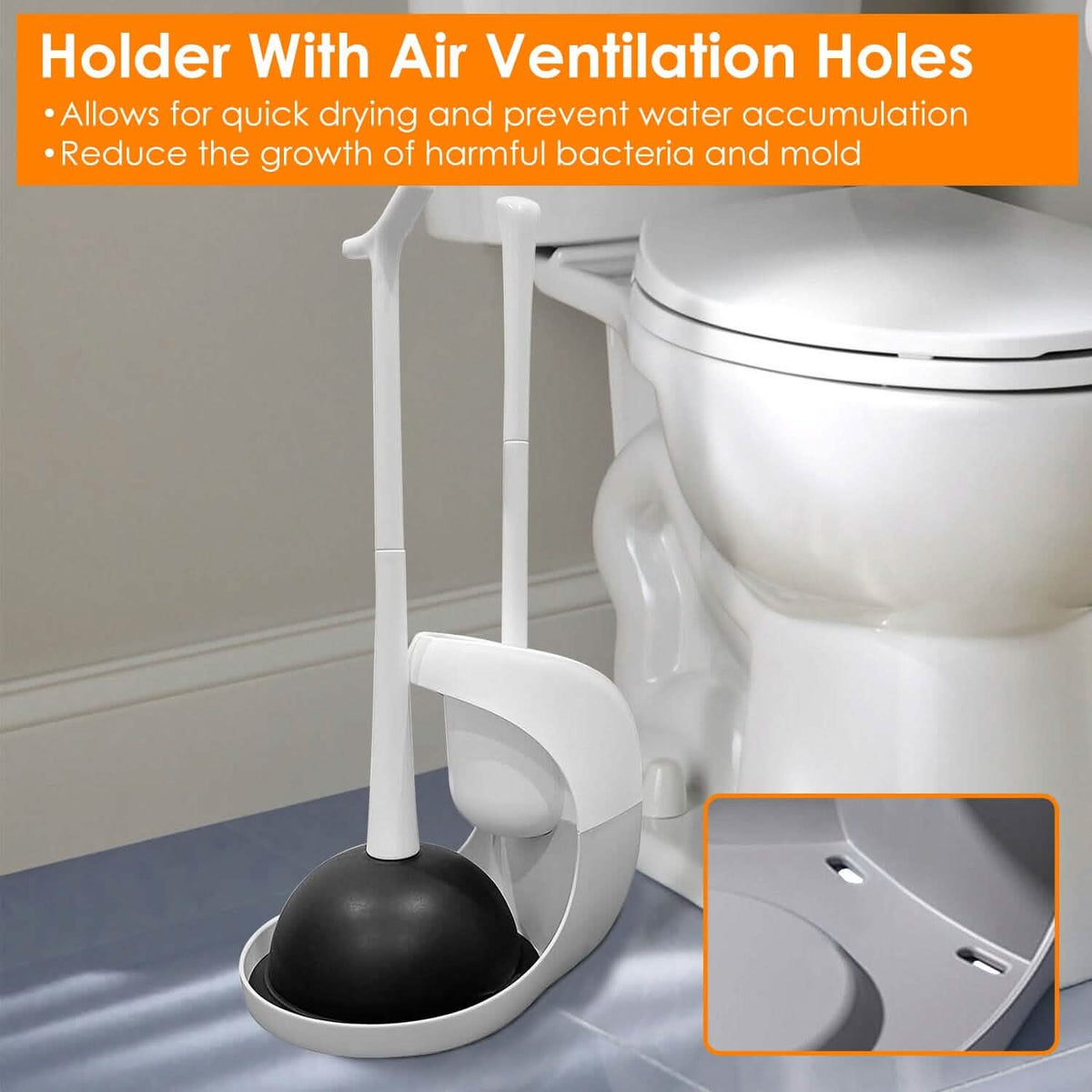 2-in-1 Toilet Plunger and Brush Combo Set with Ventilated Holder - A-1 Thread Vault