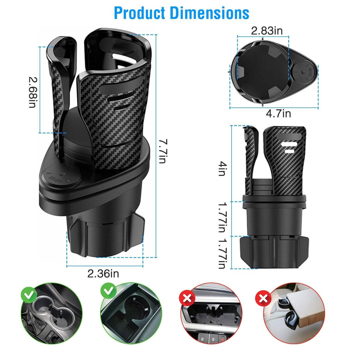 2-in-1 Universal Car Cup Mount Holder with Adjustable Base - A-1 Thread Vault