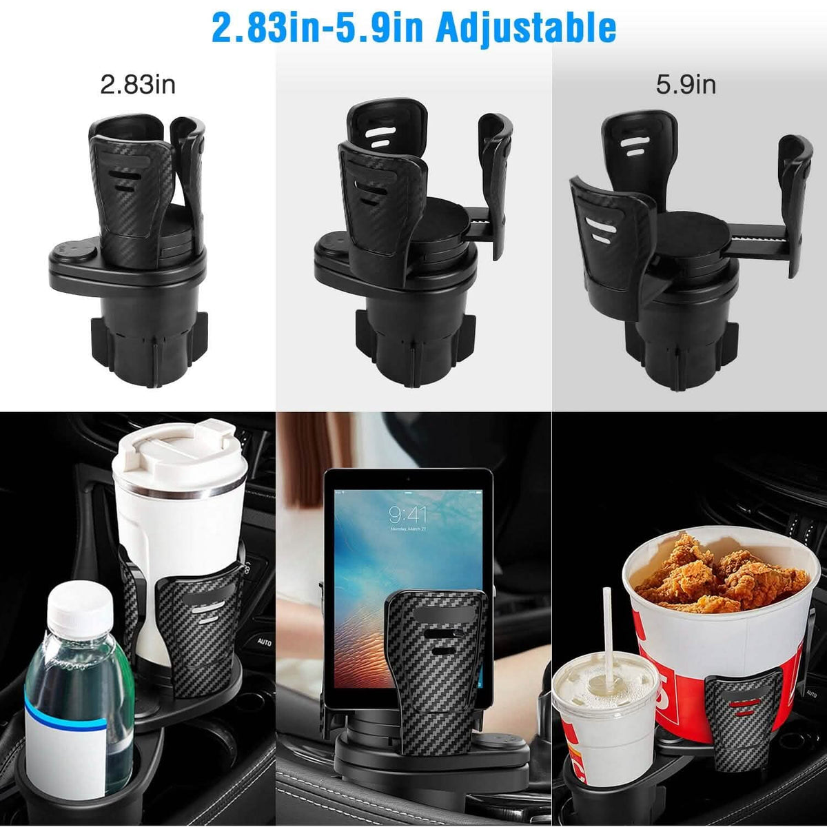 2-in-1 Universal Car Cup Mount Holder with Adjustable Base - A-1 Thread Vault