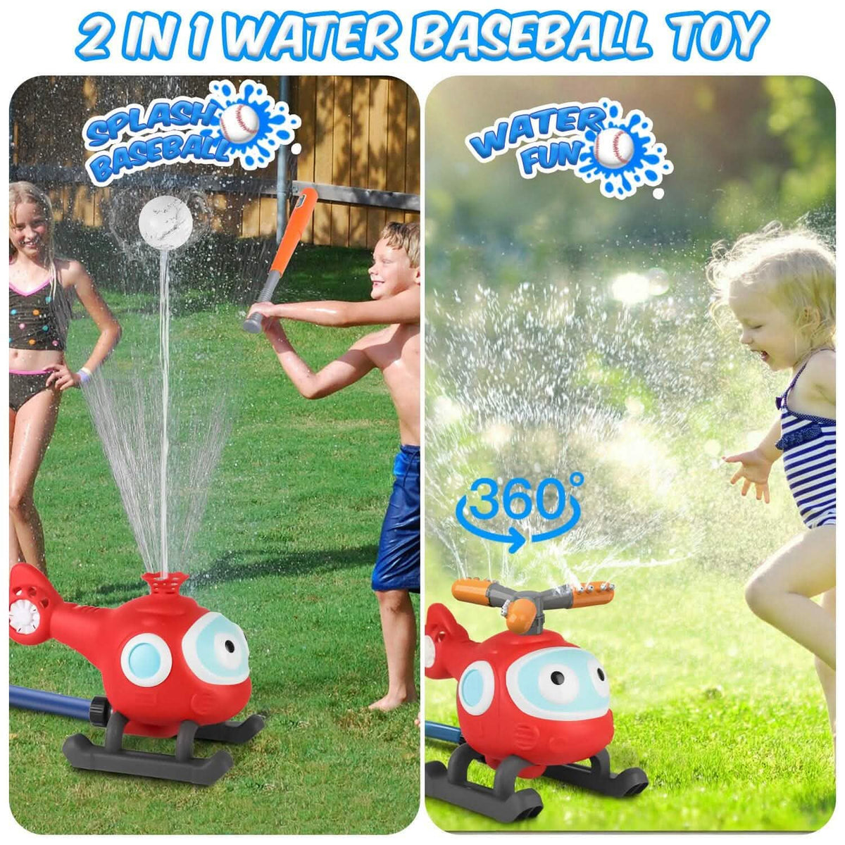 2-in-1 Water Sprinkler Baseball Helicopter Toy - A-1 Thread Vault