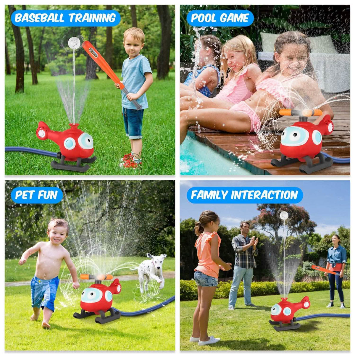 2-in-1 Water Sprinkler Baseball Helicopter Toy - A-1 Thread Vault