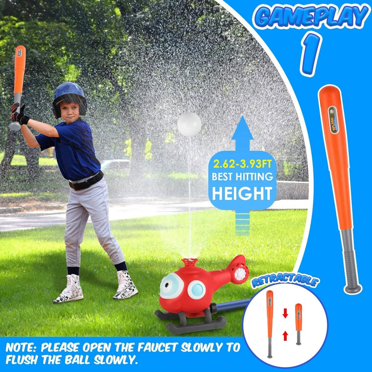 2-in-1 Water Sprinkler Baseball Helicopter Toy - A-1 Thread Vault