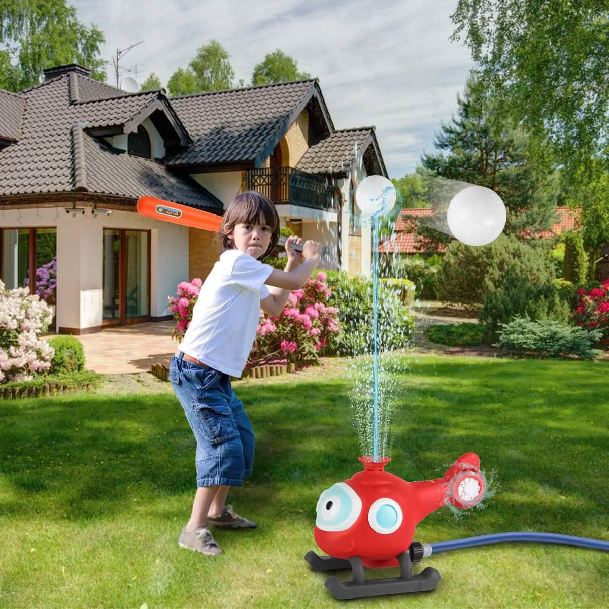 2-in-1 Water Sprinkler Baseball Helicopter Toy - A-1 Thread Vault