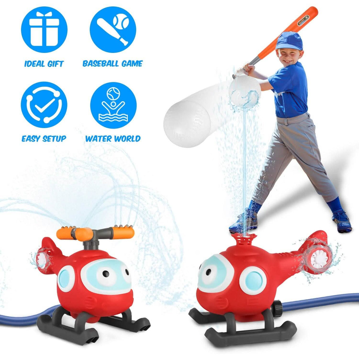 2-in-1 Water Sprinkler Baseball Helicopter Toy - A-1 Thread Vault