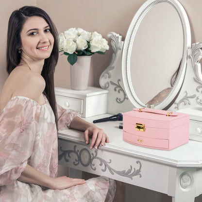 2-Layer Lockable Leather Jewelry Box - A-1 Thread Vault