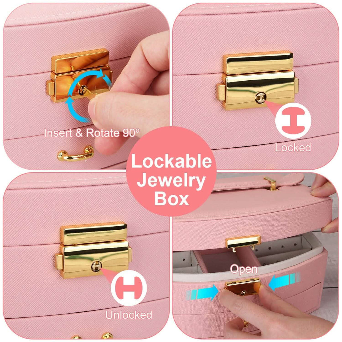 2-Layer Lockable Leather Jewelry Box - A-1 Thread Vault