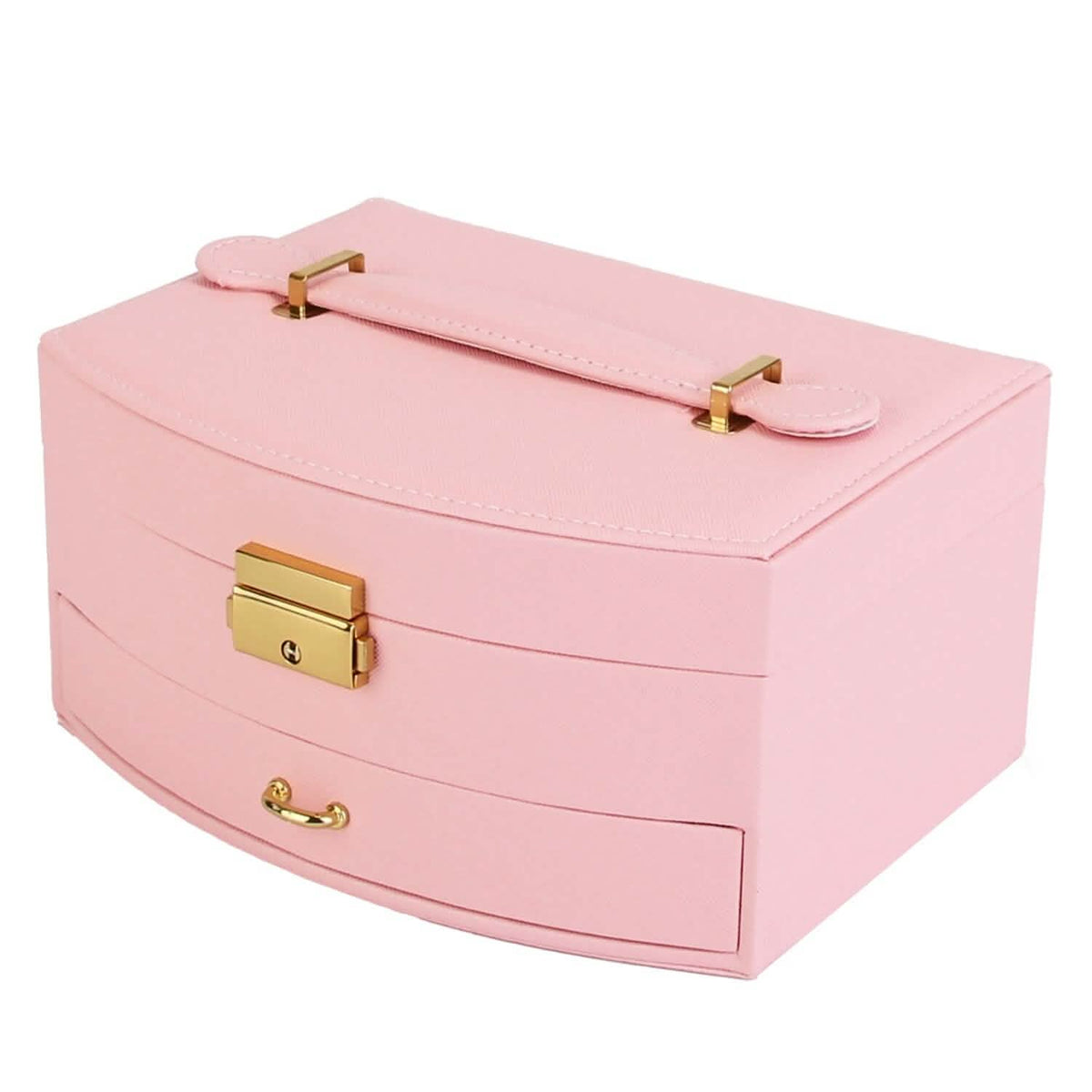 2-Layer Lockable Leather Jewelry Box - A-1 Thread Vault