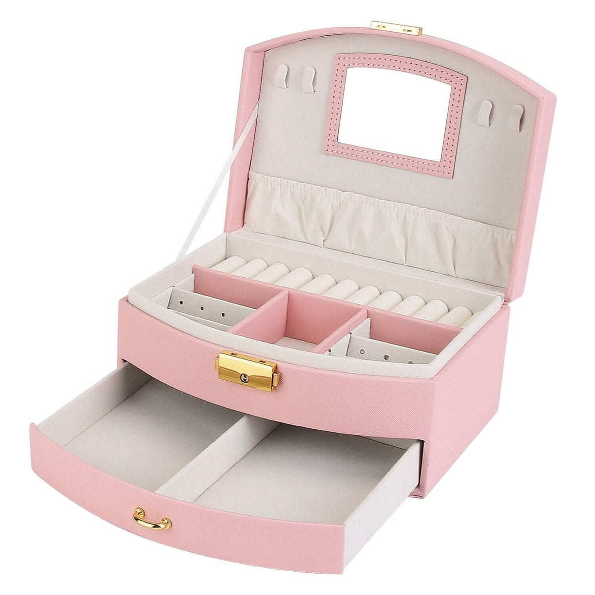 2-Layer Lockable Leather Jewelry Box - A-1 Thread Vault