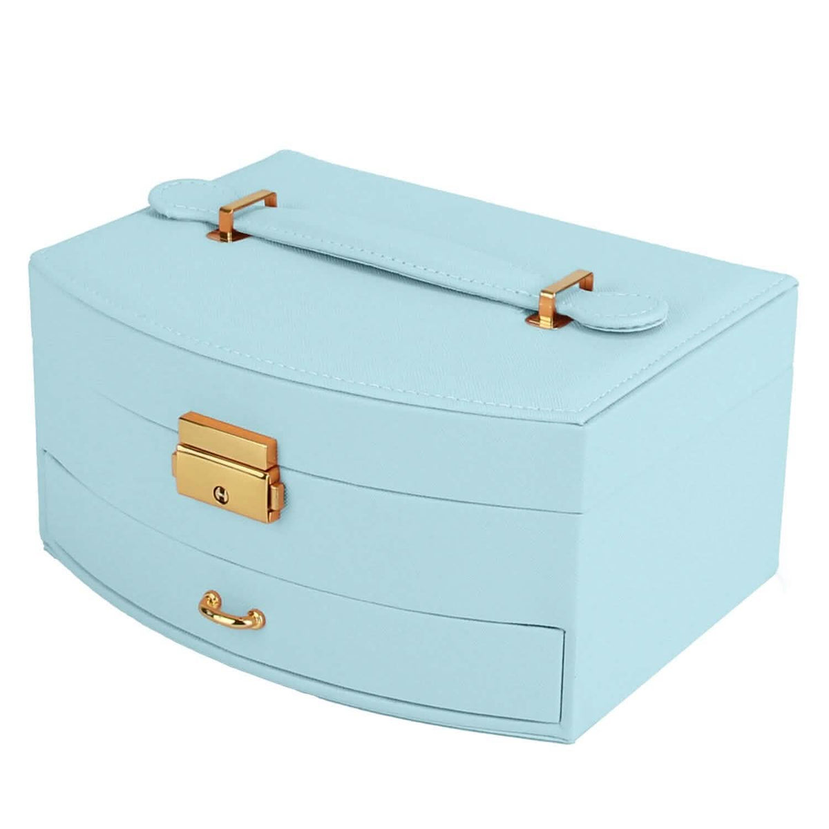 2-Layer Lockable Leather Jewelry Box - A-1 Thread Vault