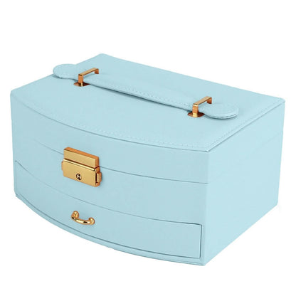 2-Layer Lockable Leather Jewelry Box - A-1 Thread Vault