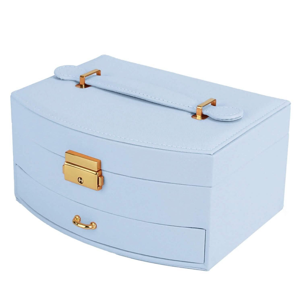 2-Layer Lockable Leather Jewelry Box - A-1 Thread Vault