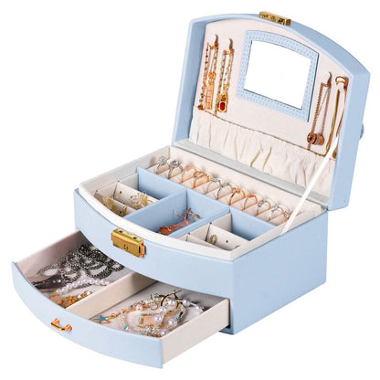 2-Layer Lockable Leather Jewelry Box - A-1 Thread Vault