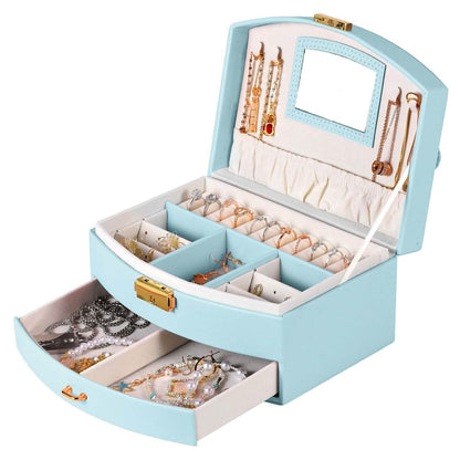 2-Layer Lockable Leather Jewelry Box - A-1 Thread Vault