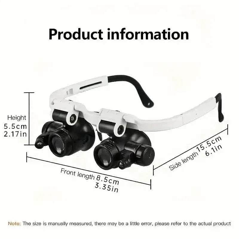 2-LED Head-Mounted Magnifier Glasses – 8x/15x/23x with Repair Light - A-1 Thread Vault