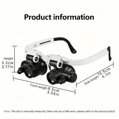 2-LED Head-Mounted Magnifier Glasses – 8x/15x/23x with Repair Light - A-1 Thread Vault