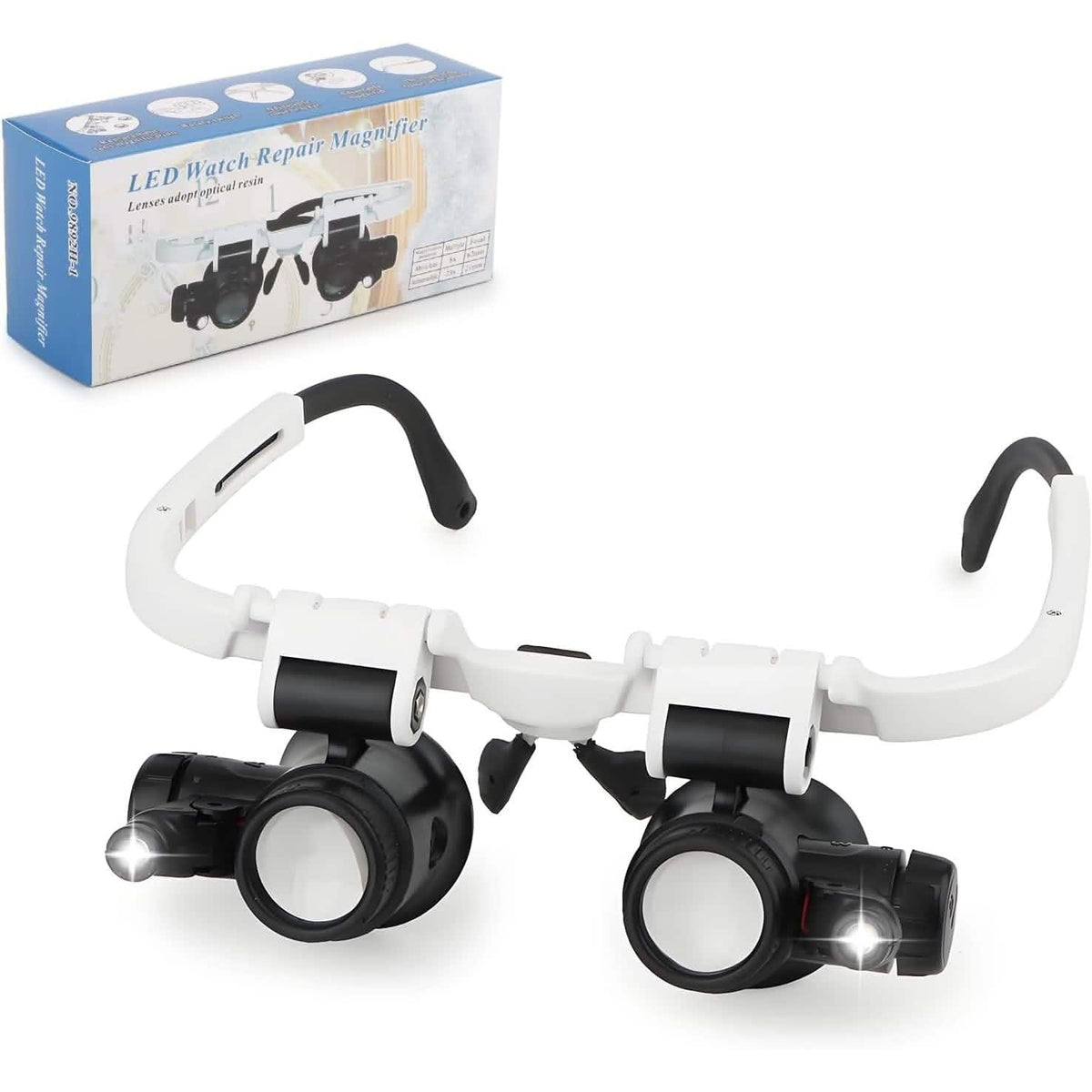 2-LED Head-Mounted Magnifier Glasses – 8x/15x/23x with Repair Light - A-1 Thread Vault