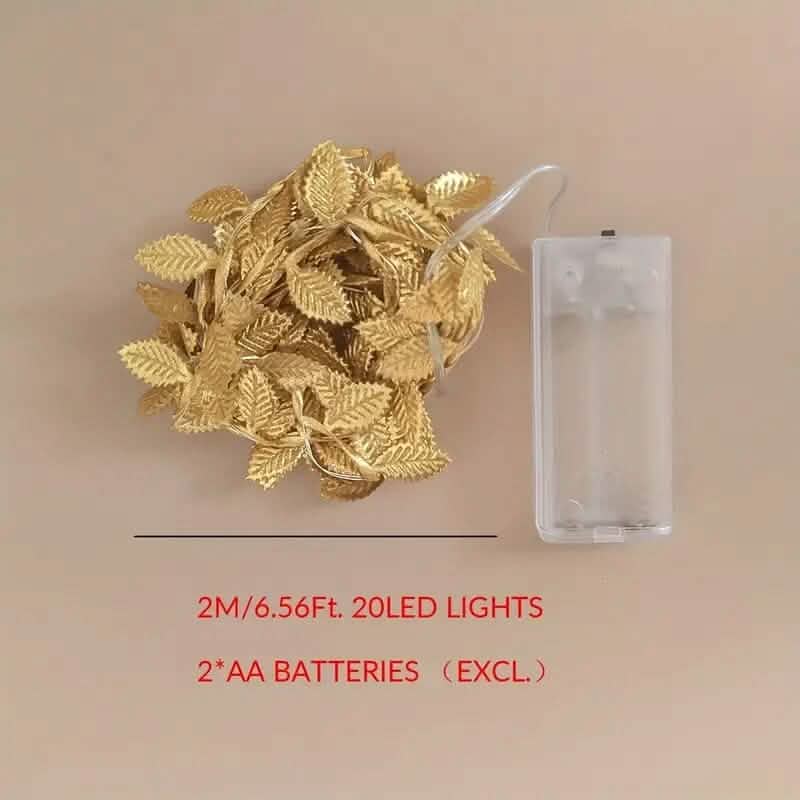 2 Meter 20 LED Simulation Golden Leaf Decoration String Lights - A-1 Thread Vault