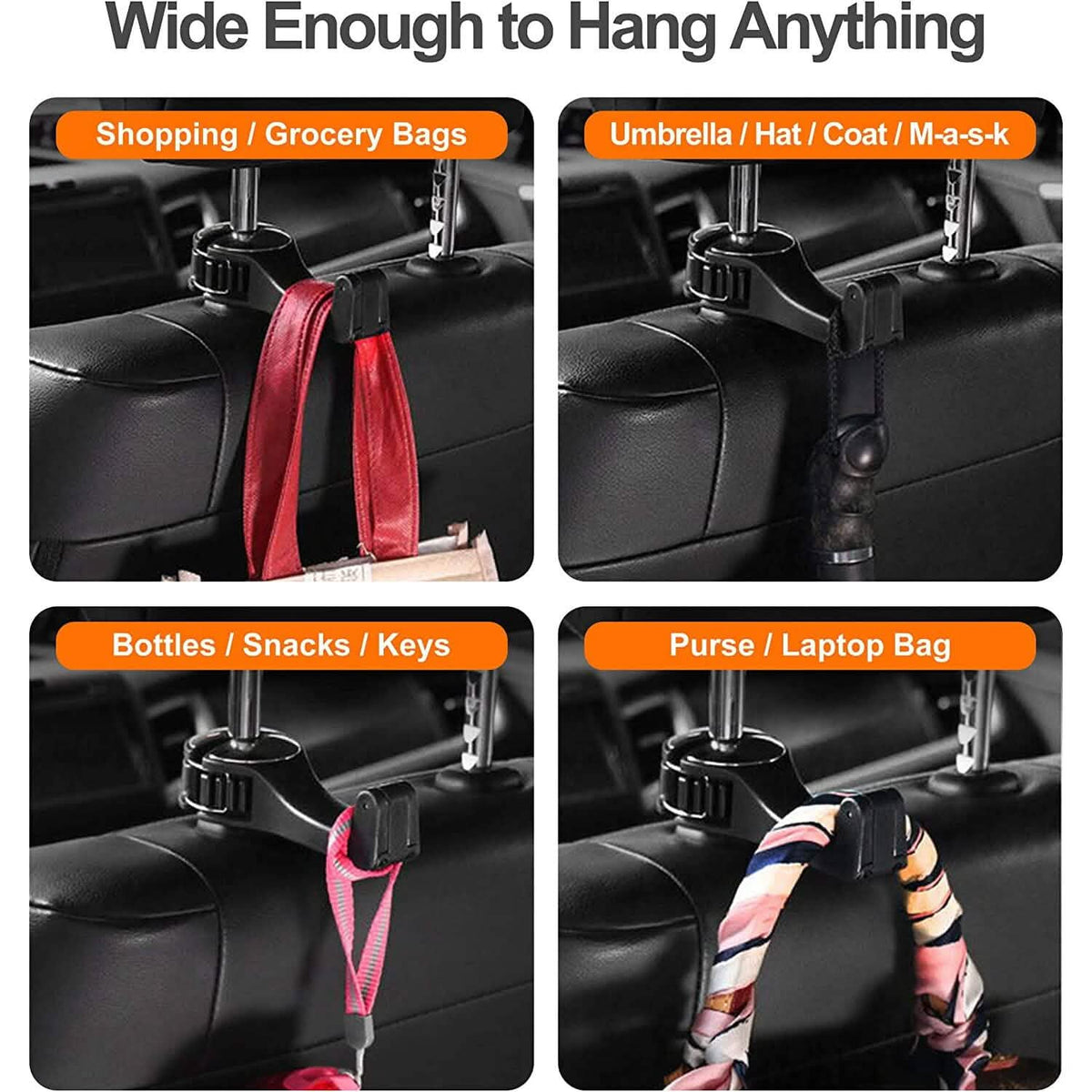 2-Pack: 2-in-1 Car Seat Hooks for Purses and Bags with Phone Holder - A-1 Thread Vault
