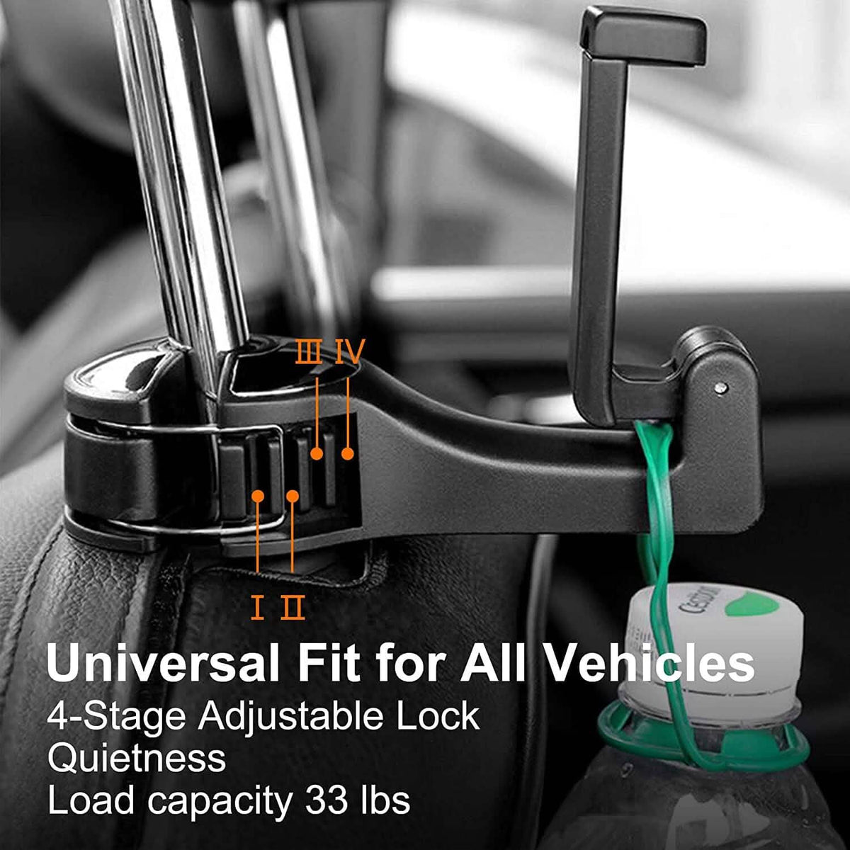 2-Pack: 2-in-1 Car Seat Hooks for Purses and Bags with Phone Holder - A-1 Thread Vault