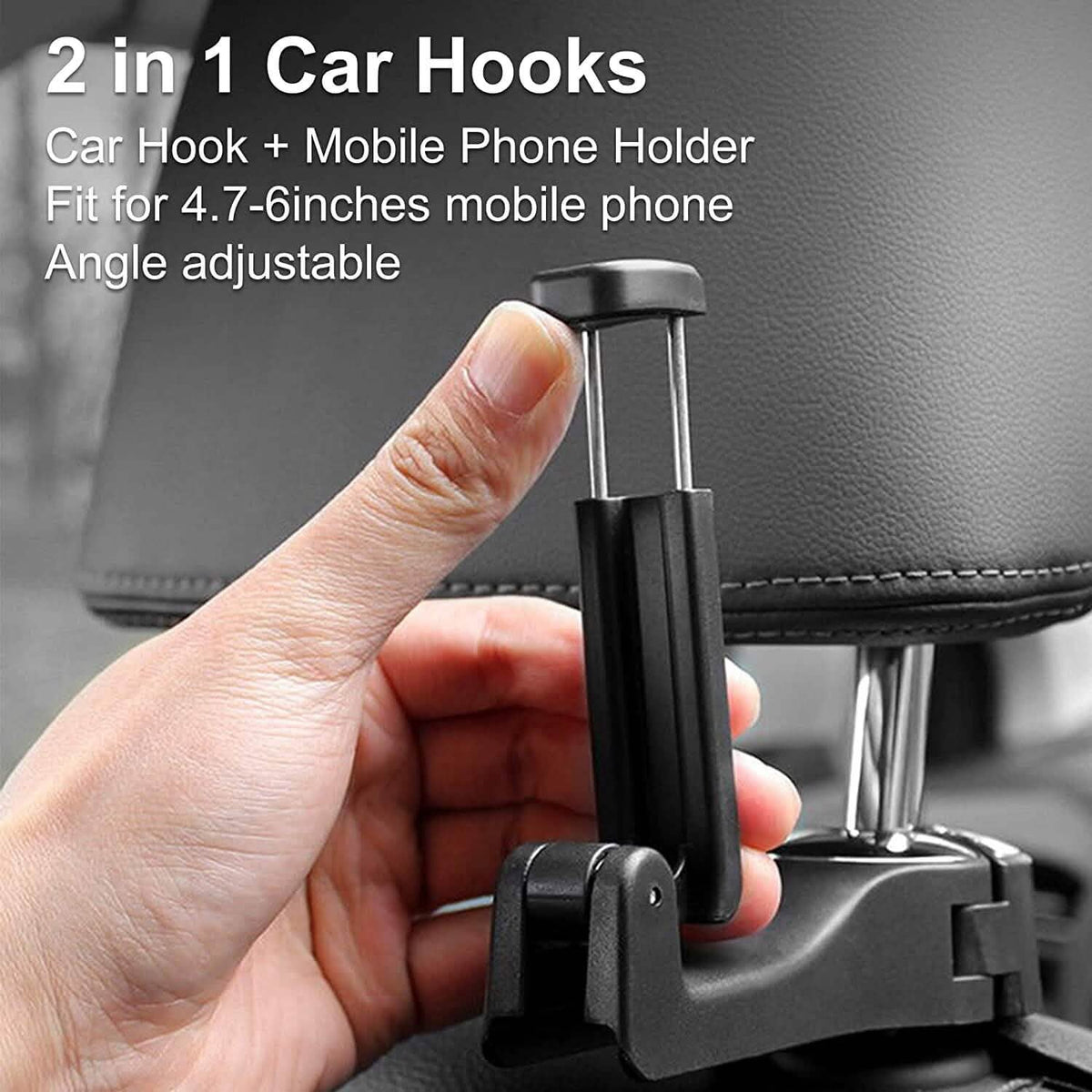2-Pack: 2-in-1 Car Seat Hooks for Purses and Bags with Phone Holder - A-1 Thread Vault