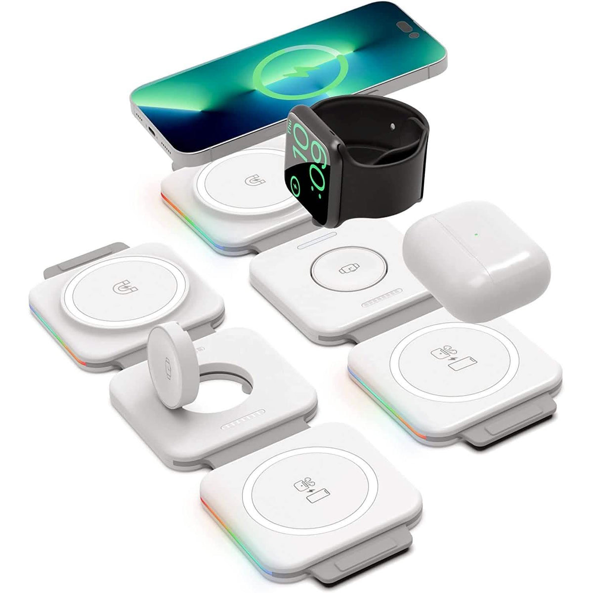 2-Pack: 3-in-1 Travel Charging Station for AirPods, Apple Watch and iPhone - A-1 Thread Vault