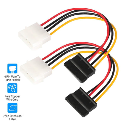 2-Pack: 4 Pin Male To 15Pin Female Data Cable Adapter - A-1 Thread Vault