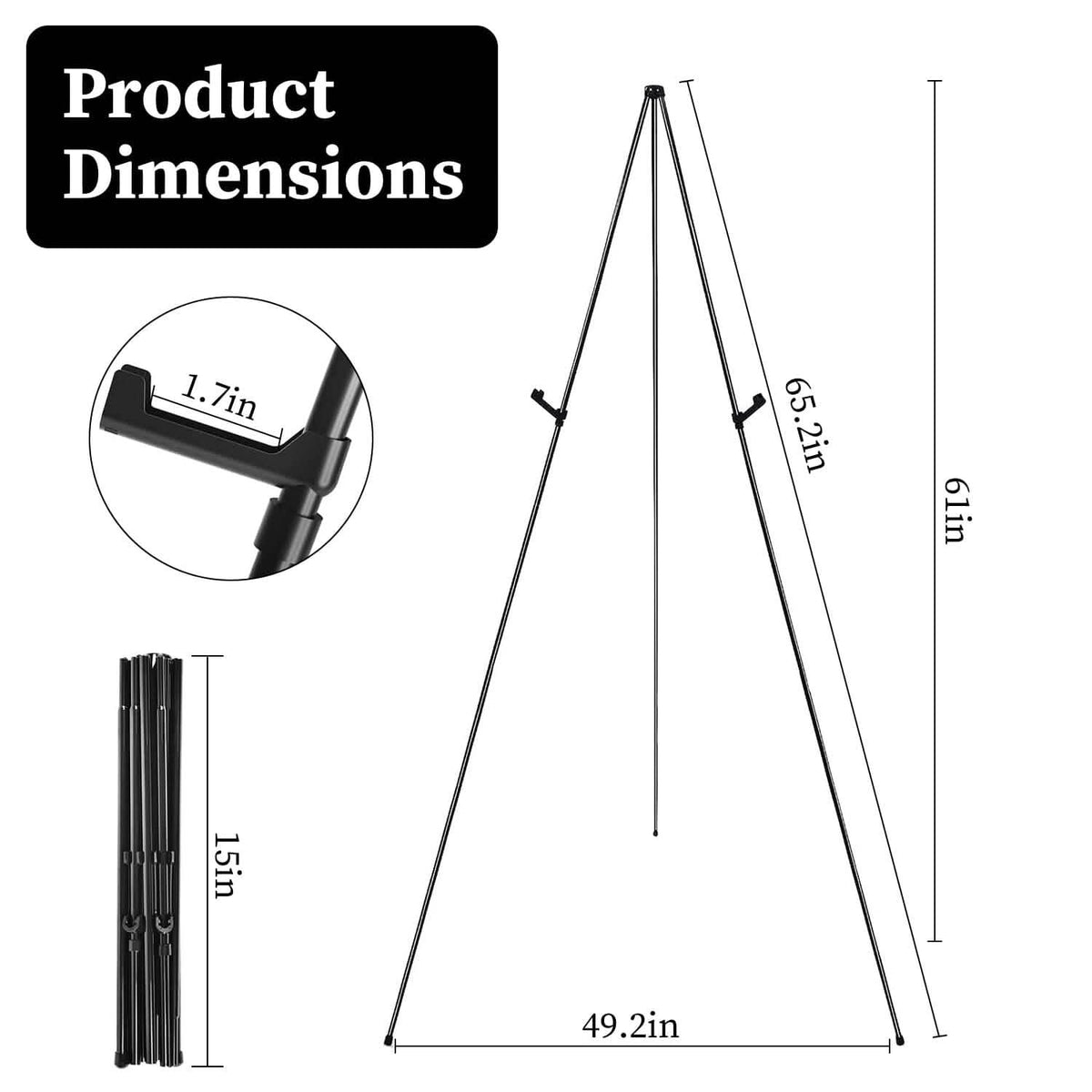 2-Pack: 61" Collapsible A Frame Tripod Easel Iron Alloy Drawing Stand - A-1 Thread Vault