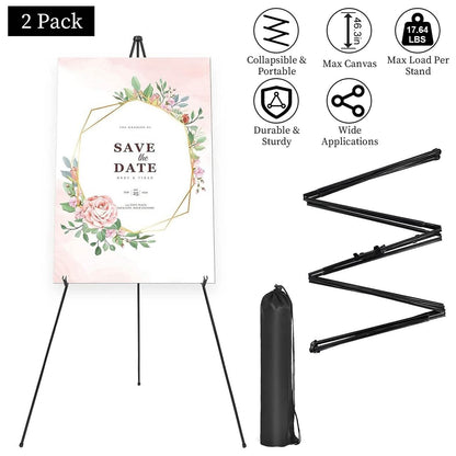 2-Pack: 61" Collapsible A Frame Tripod Easel Iron Alloy Drawing Stand - A-1 Thread Vault