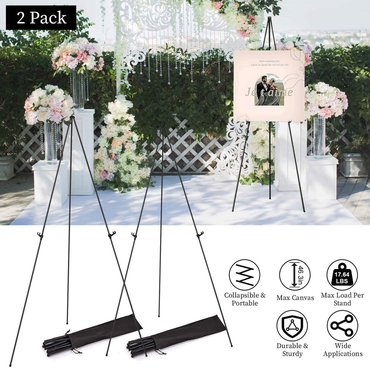 2-Pack: 61" Collapsible A Frame Tripod Easel Iron Alloy Drawing Stand - A-1 Thread Vault