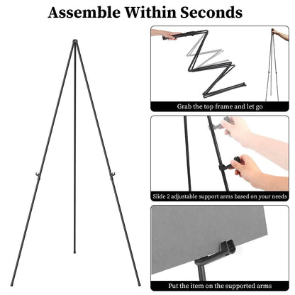 2-Pack: 61" Collapsible A Frame Tripod Easel Iron Alloy Drawing Stand - A-1 Thread Vault