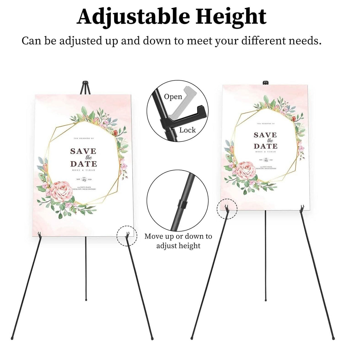 2-Pack: 61" Collapsible A Frame Tripod Easel Iron Alloy Drawing Stand - A-1 Thread Vault
