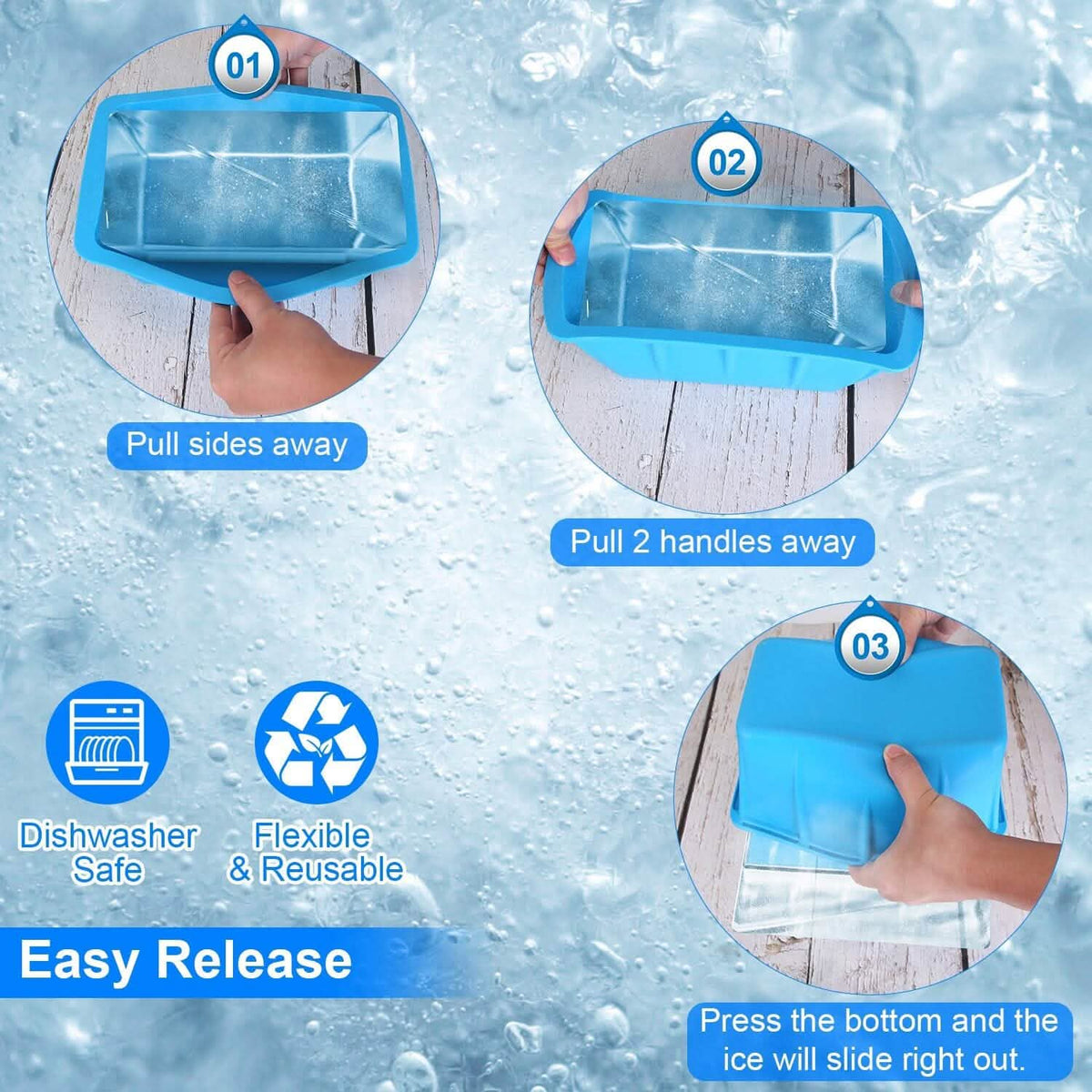 2-Pack: 6.6 lbs. Silicone Freezer Ice Block Molds - A-1 Thread Vault