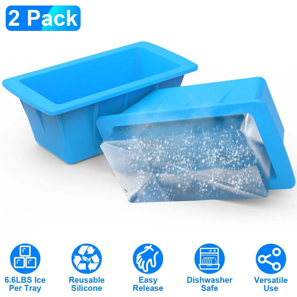 2-Pack: 6.6 lbs. Silicone Freezer Ice Block Molds - A-1 Thread Vault