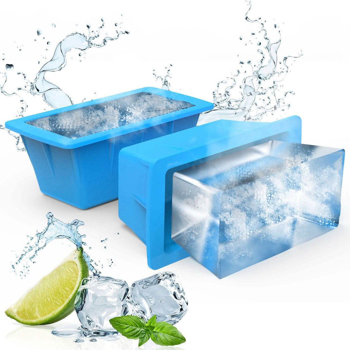 2-Pack: 6.6 lbs. Silicone Freezer Ice Block Molds - A-1 Thread Vault